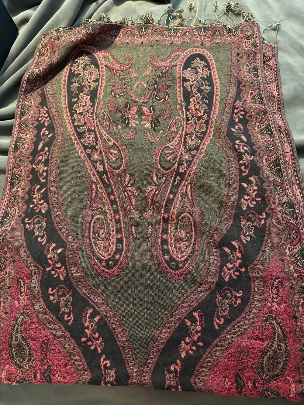 Women’s Paisley-Patterned Jeans Skirt in Burgundy and Black